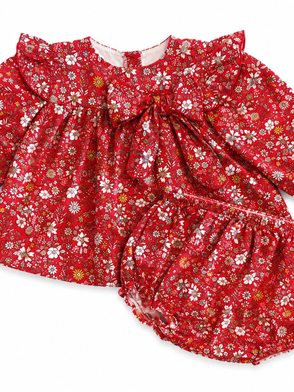 Bella Bliss Floral Top & Bloomers Set 12M Red Bow Ruffle Boutique